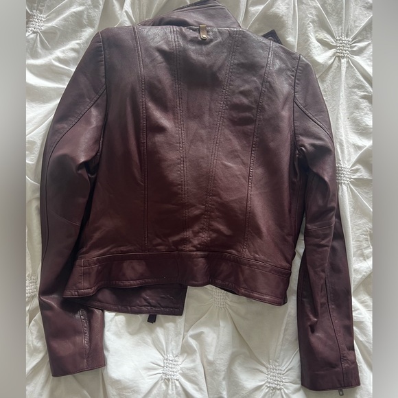 Purple leather Mackage biker jacket - Picture 4 of 9